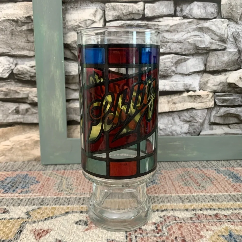 6 Anchor Hocking Beer Glasses Pabst BlackLabel Miller Schaefer Falstaff Schlitz